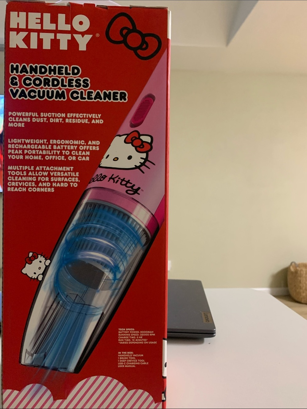 Hello Kitty Pink and Blue Handheld Cordless Vacuum - Picture 3 of 4